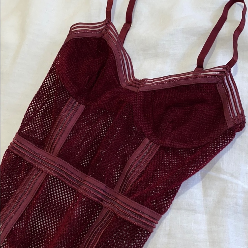 Burgundy Mesh Bodysuit